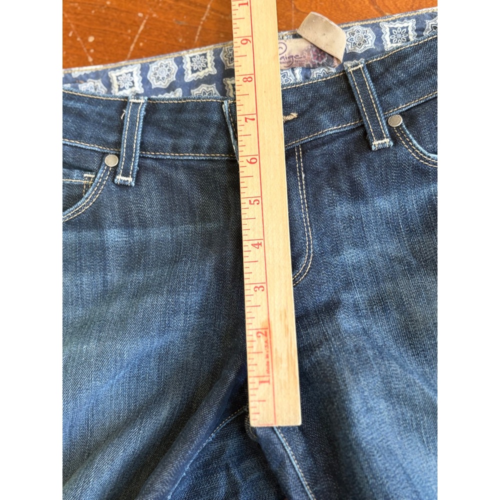 Paige Laurel Canyon Flare Jeans Womens 27 Dark Wash Blue Denim Mid Rise Stretch - Picture 12 of 13